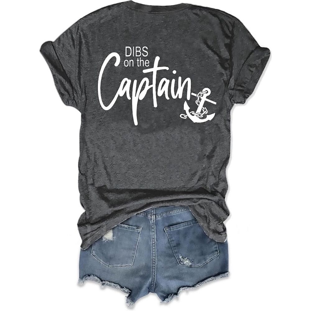 Dibs on the Captain Graphic Tee - Charcoal with White Print